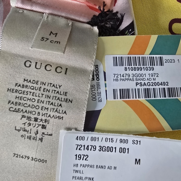 SOLD  Authentic Gucci  x Adidas Silk Head Scarf M/57  Ivory 721479 NWT - Picture 12 of 14